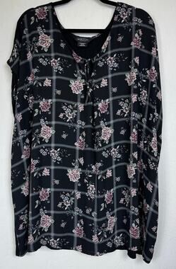 Michel Studio Collection Black Short Sleeve Blouse Women's 4X